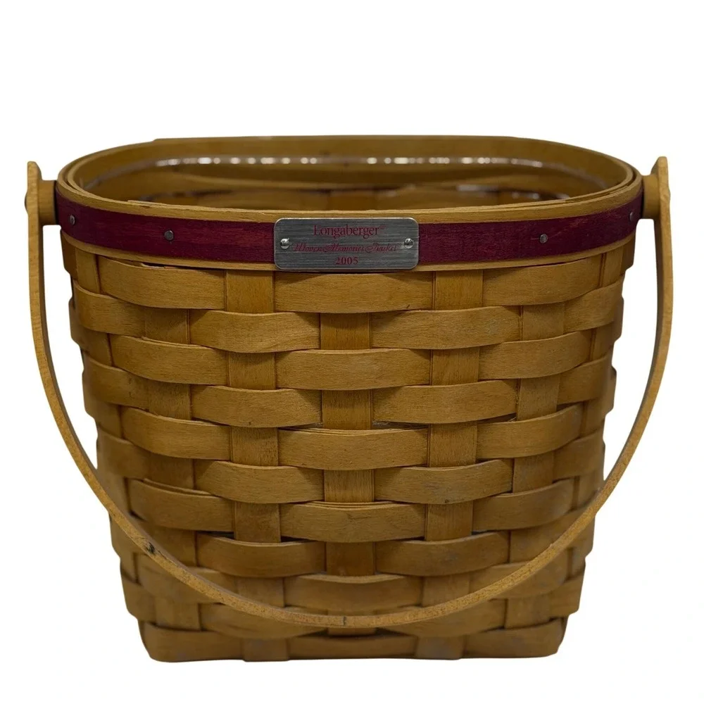 VTG Longaberger Woven Memories Basket 2005 Brown Red Accent Handwoven USA